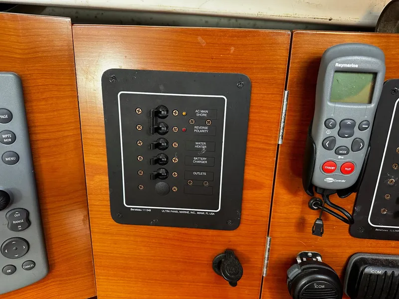 Slide: The Image of Control panel on a 2006 Beneteau First 36.7 sailboat with navigation equipment. - 18