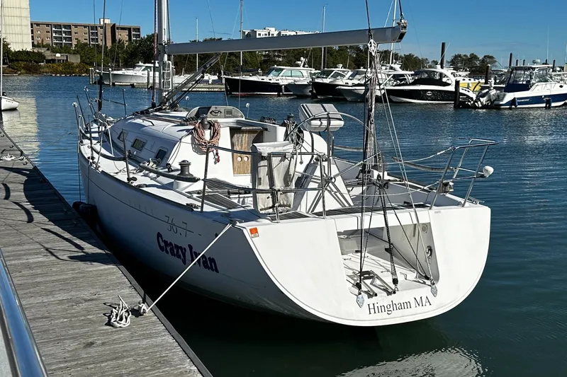 Slide: The Image of 2006 Beneteau First 36.7 sailboat docked in marina, Hingham MA. - 29
