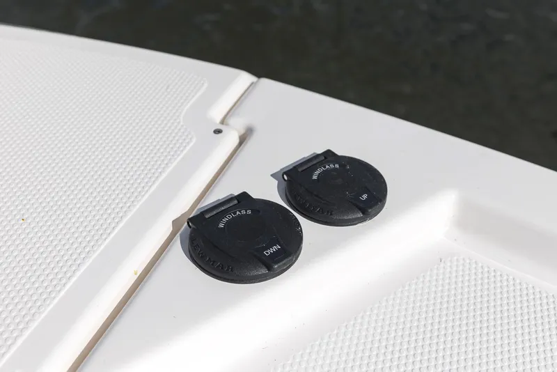 Slide: The Image of 2023 Cutwater C-288 boat deck with two black circular hatches. - 10