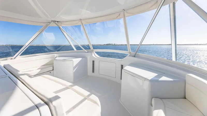 Slide: The Image of Luxurious interior of a 2004 Viking 2005 yacht with panoramic ocean views. - 23