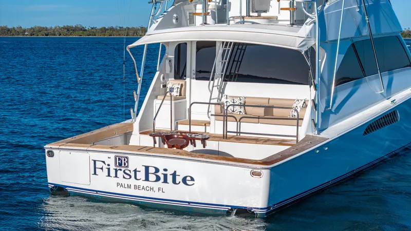 Slide: The Image of Luxury Viking 2005 yacht "First Bite" on blue ocean, Palm Beach, FL. - 28