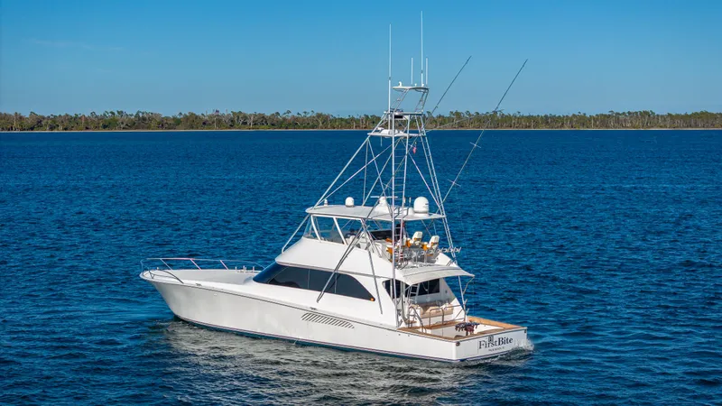 Slide: The Image of Viking 2005 yacht cruising on blue waters, clear sky, 2004 model. - 41