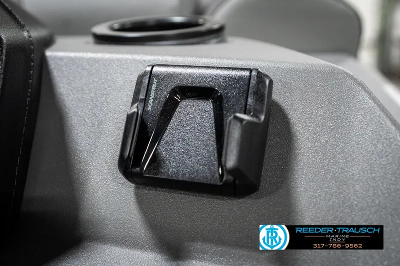 Slide: The Image of 2025 Bennington 21 SLJ boat interior detail with cup holder and hook. - 40