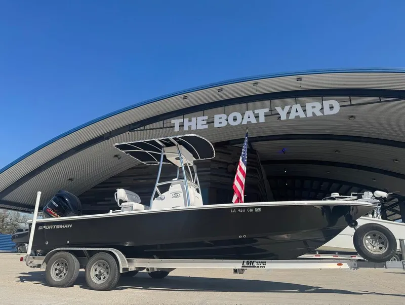 Slide: The Image of 2021 Sportsman Tournament 234 SBX Bay Boat on trailer at The Boat Yard. - 6
