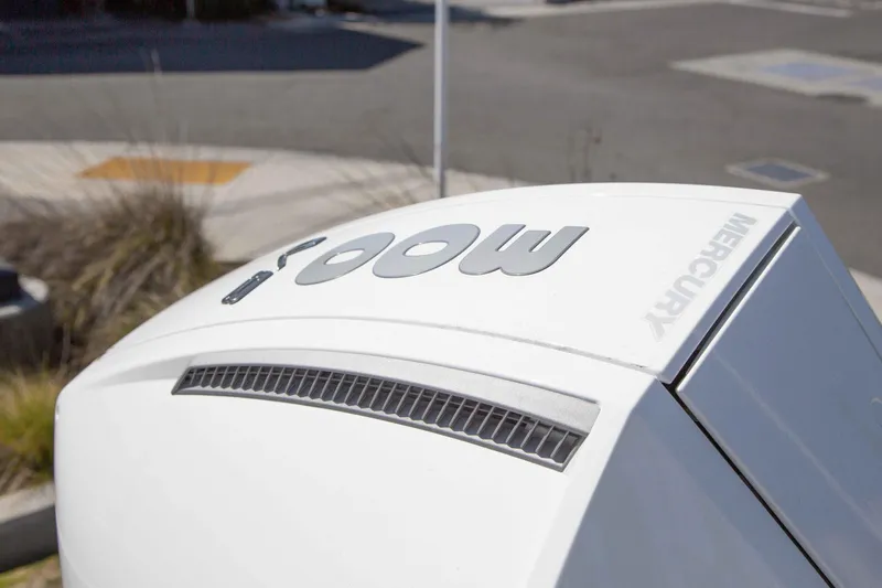 Slide: The Image of 2024 Finseeker 245 WA boat with Mercury engine detail. - 19