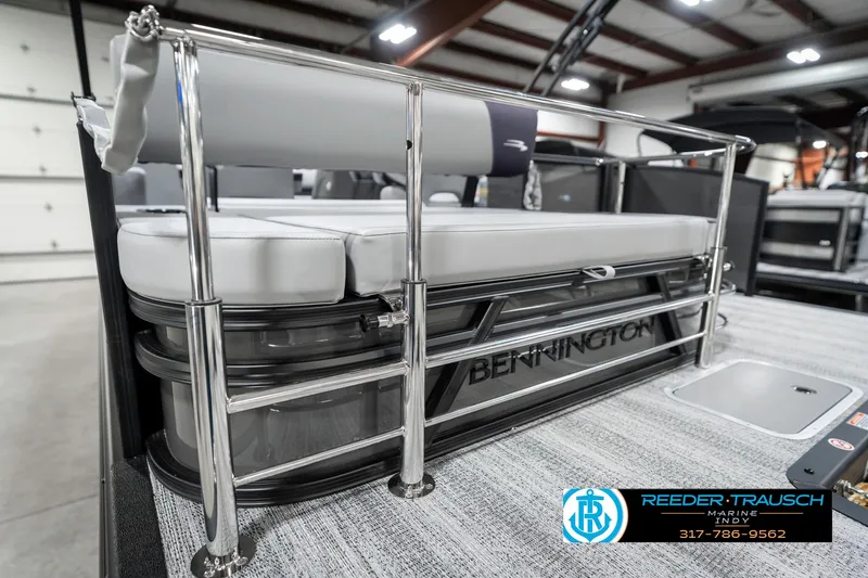 Slide: The Image of 2025 Bennington 21 SSB pontoon boat with sleek seating and modern design. - 31