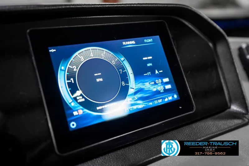 Slide: The Image of Digital dashboard display of 2025 Bennington 21 SSB boat with RPM and speed indicators. - 37