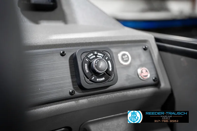 Slide: The Image of Control panel of 2025 Bennington 21 SSB boat with various switches and dials. - 39