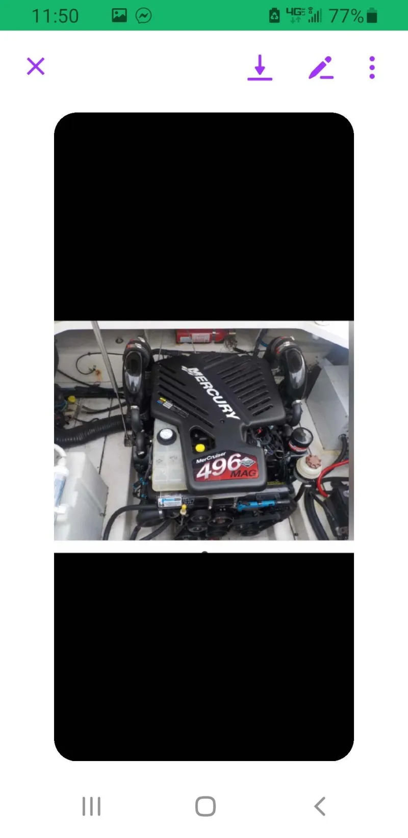 Slide: The Image of 2006 Sea Ray 270 Amberjack engine compartment with MerCruiser 496 engine. - 15
