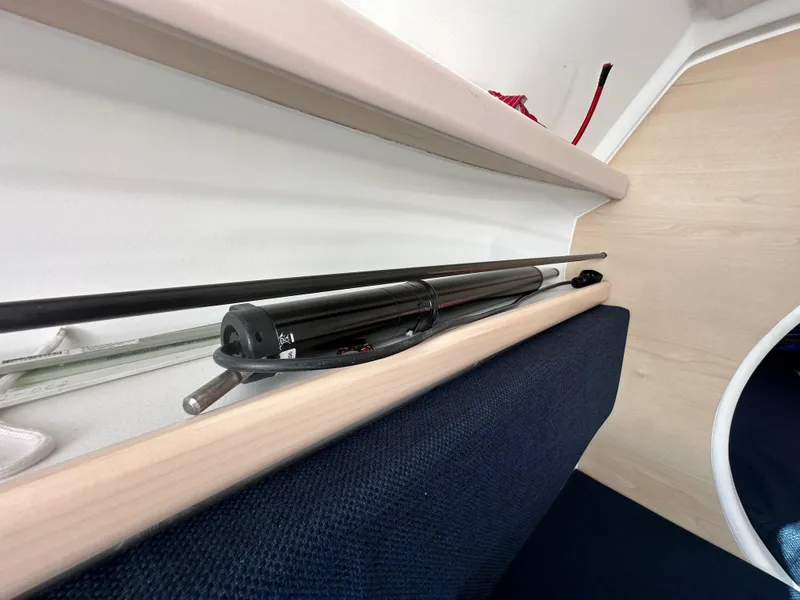 Slide: The Image of Interior detail of a 2021 Dragonfly 25 Touring sailboat, showcasing seating and equipment. - 49