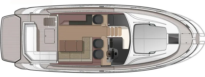 Slide: The Image of Top view layout of 2023 Bavaria R40 Coupe yacht interior design. - 13