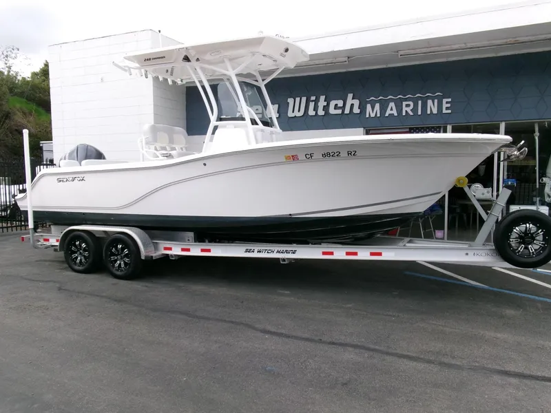 Slide: The Image of 2020 Sea Fox 248 Commander boat on trailer at dealership. - 0