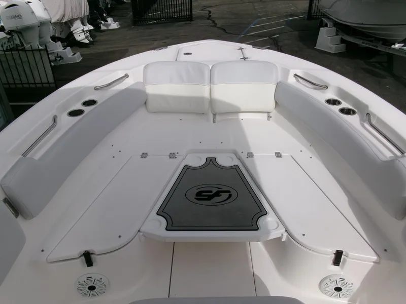 Slide: The Image of 2020 Sea Fox 248 Commander boat interior with seating and cup holders. - 10