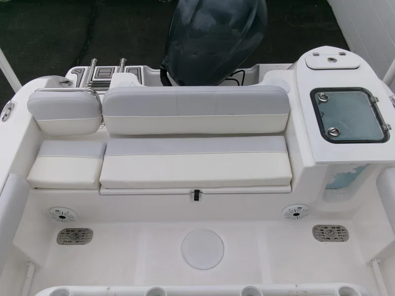 Slide: The Image of 2020 Sea Fox 248 Commander boat interior with seating and storage compartments. - 25