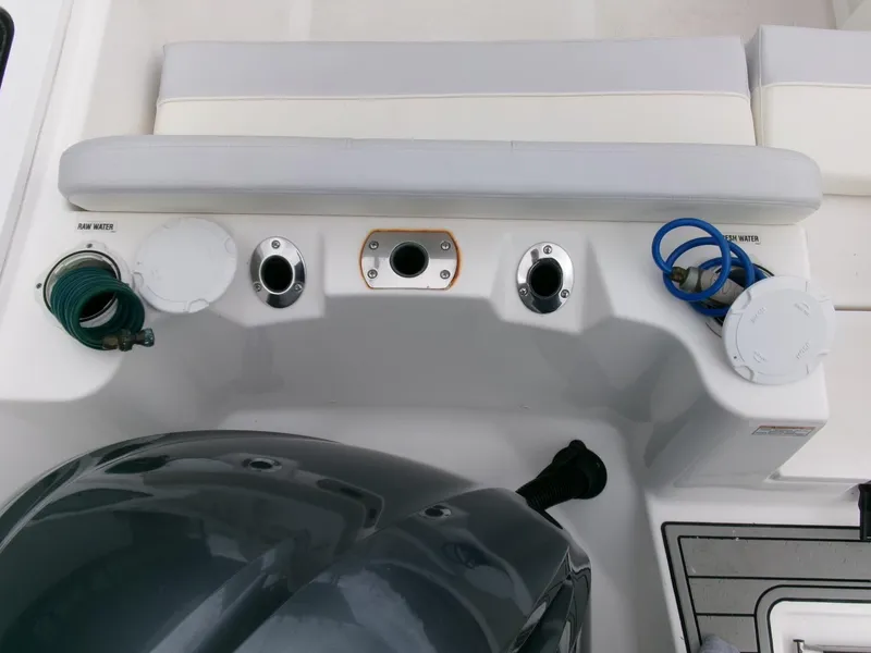 Slide: The Image of 2020 Sea Fox 248 Commander boat dashboard with engine controls and wiring. - 29