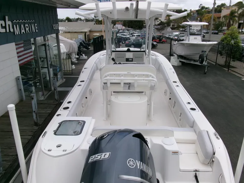 Slide: The Image of 2020 Sea Fox 248 Commander boat with Yamaha 250 engine, docked at a marina. - 32