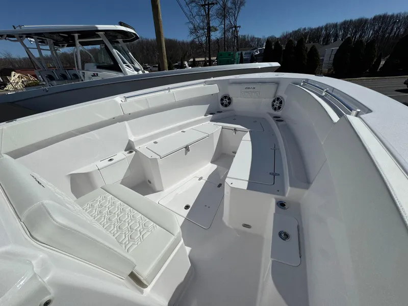 Slide: The Image of 2025 Aquasport 28AS Center Console boat with spacious seating and modern design. - 13
