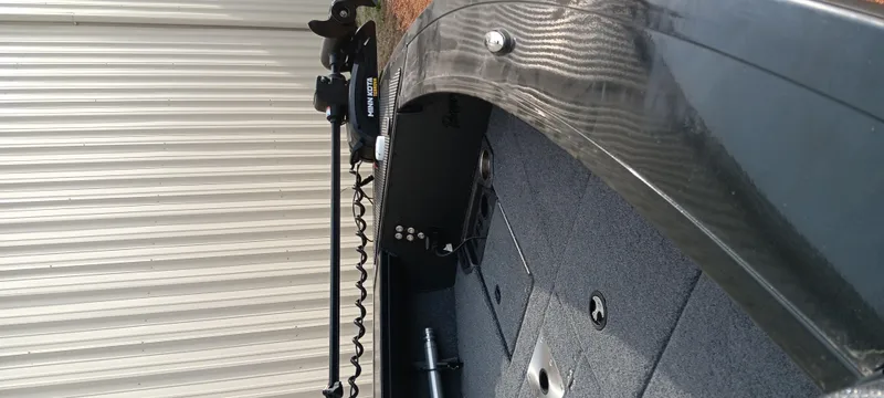 Slide: The Image of 2024 Ranger VX1888 WT boat interior with mounted equipment and textured flooring. - 6