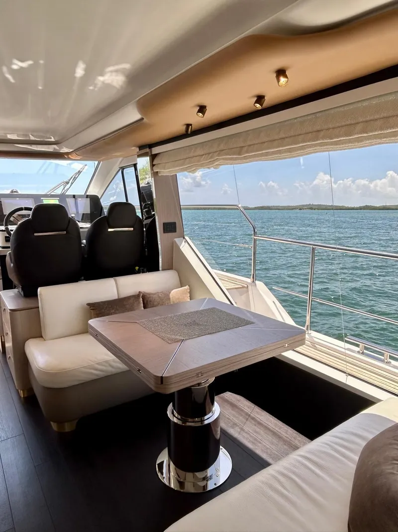 Slide: The Image of Luxurious interior of 2023 Azimut Fly 60 yacht with ocean view. - 7