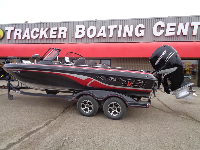 Slide: The Image of 2018 Nitro ZV21 boat with Mercury engine at Tracker Boating Center. - 1