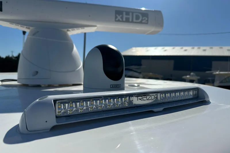 Slide: The Image of 2023 Tidewater 2700 Carolina Bay boat with advanced radar and LED lighting system. - 46