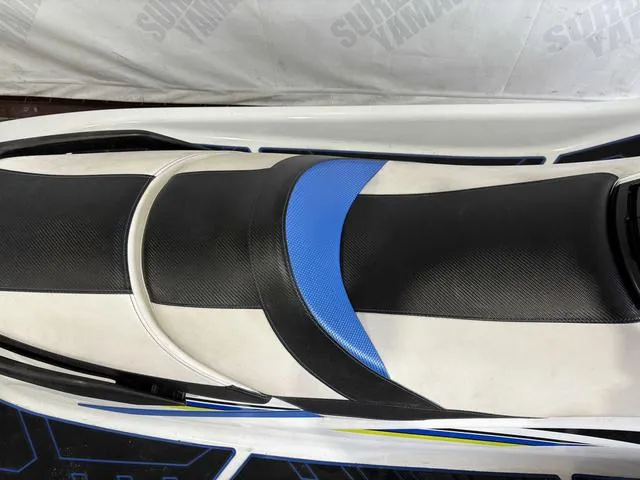 Slide: The Image of 2019 Yamaha WaveRunner VXR seat with black, white, and blue design. - 4