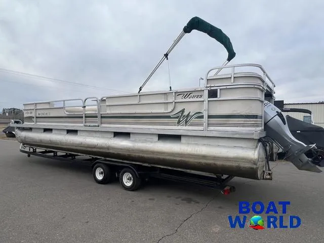 Slide: The Image of Weeres Sundeck 280 pontoon with 2021 Honda 100HP outboard motor, rear view. - 33