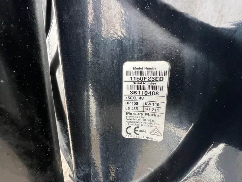 Slide: The Image of Label on 2022 Tahoe 185 S boat, displaying model and serial numbers. - 13