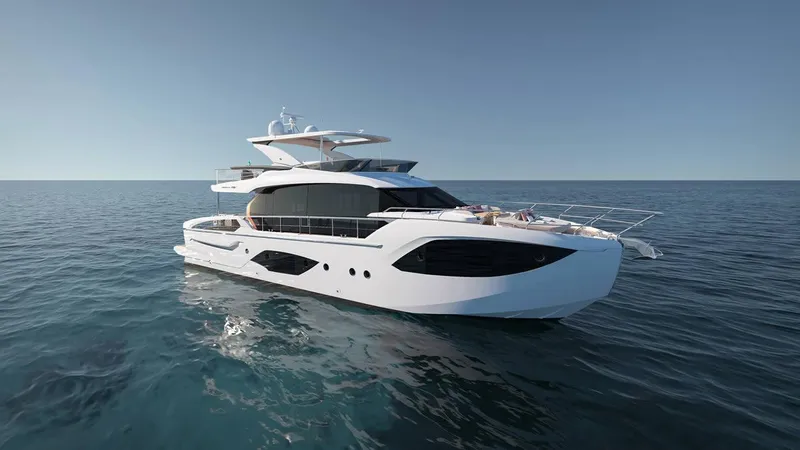 The Image of Luxury 2026 Absolute 70' Fly yacht cruising on open water. - 0