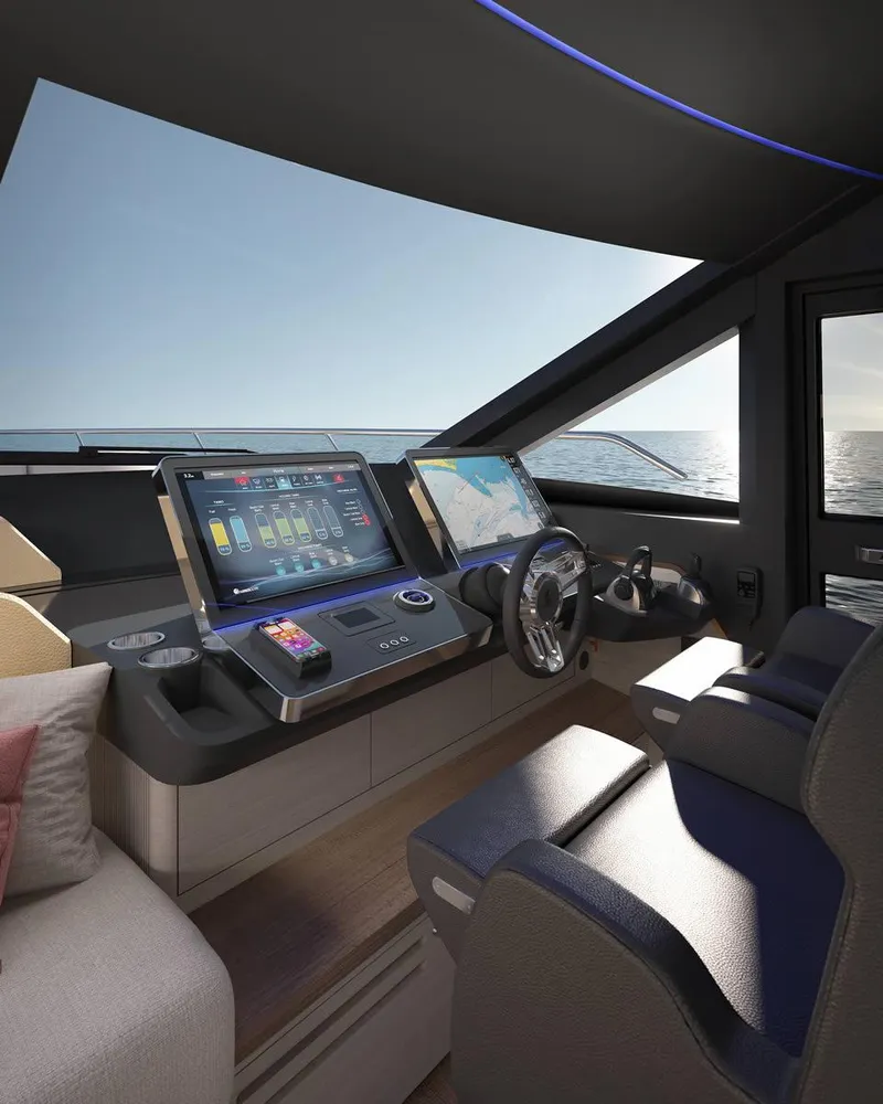 Slide: The Image of Luxurious 2026 Absolute 70' Fly yacht deck with elegant seating and ocean view. - 7