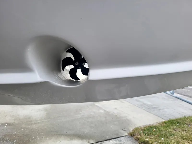 Slide: The Image of Bow thruster on 2025 Steiger Craft 255 DV MIAMI boat hull. - 13