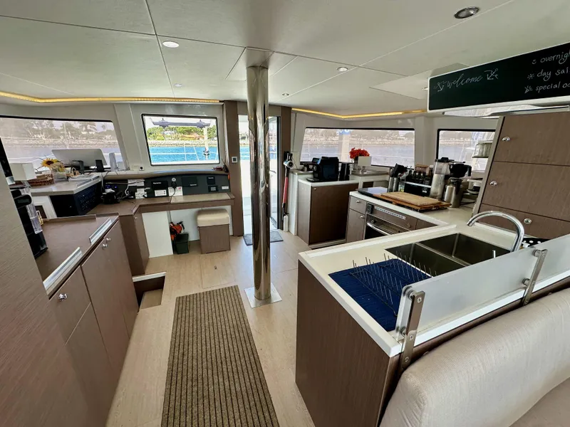 Slide: The Image of Modern interior of 2021 Bali 4.8 yacht with spacious kitchen and dining area. - 34