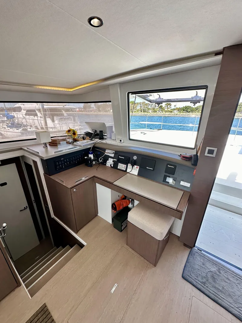 Slide: The Image of Modern interior of 2021 Bali 4.8 yacht with navigation station and sea view. - 35