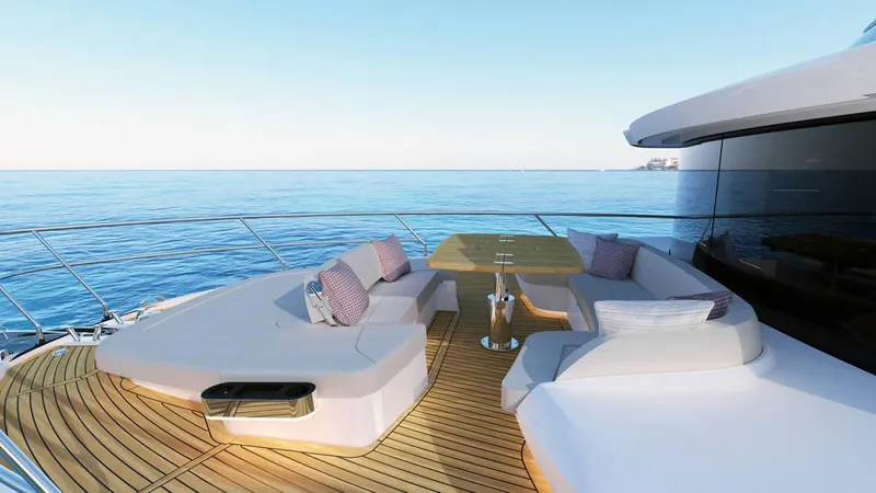 Slide: The Image of Luxurious 2026 Absolute 62' Navetta yacht cruising on serene blue waters. - 5