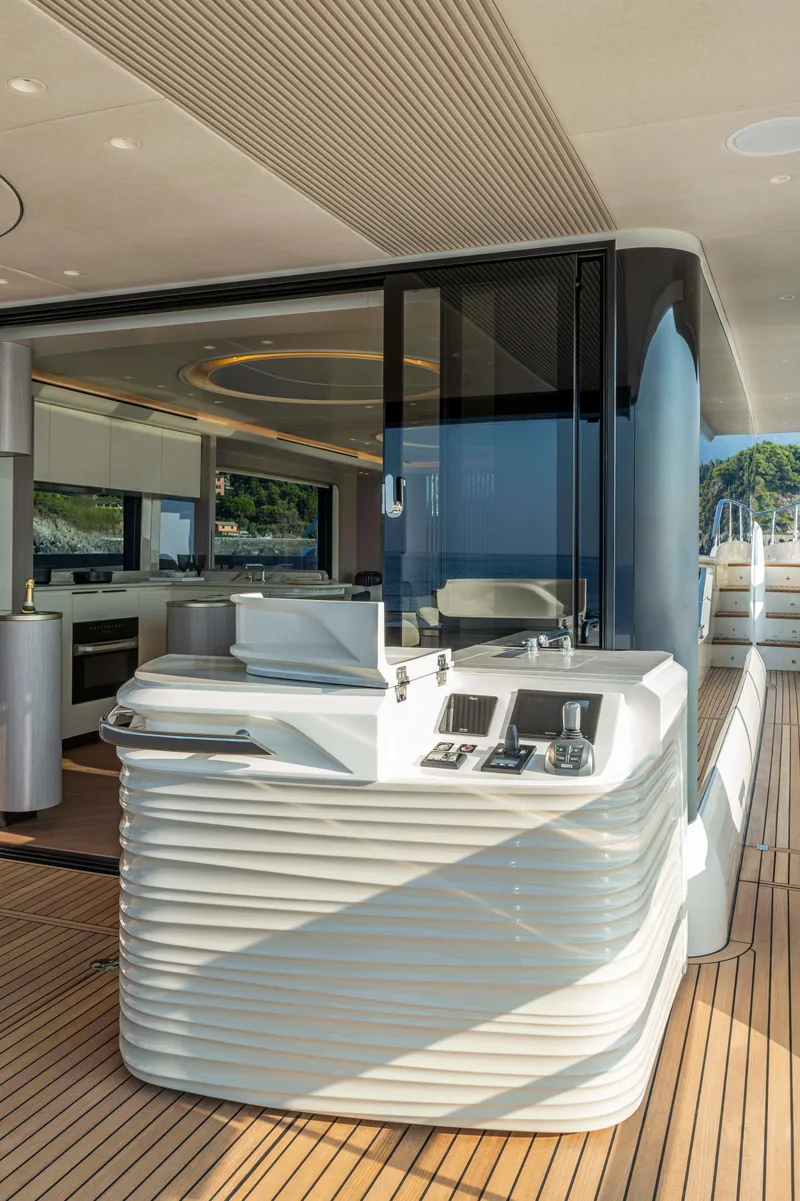 Slide: The Image of Luxurious 2026 Absolute 70' Navetta yacht interior with modern design and sleek finishes. - 8