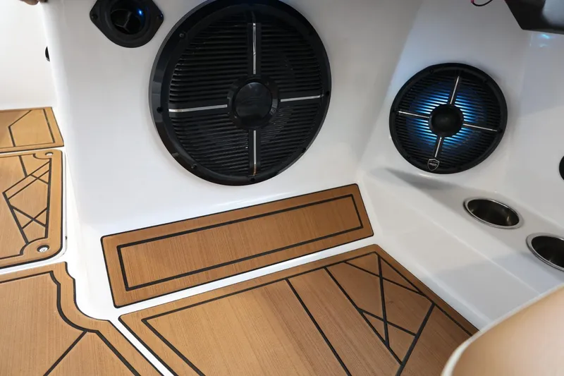 Slide: The Image of 2021 Tigé Z3 boat interior with speakers and stylish flooring. - 40