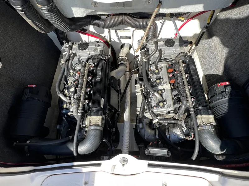 Slide: The Image of 2006 Yamaha Boats SR 210 engine compartment with dual engines and visible components. - 4