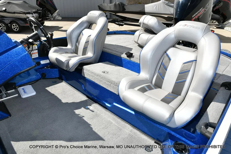Slide: The Image of 2023 Nitro Z18 Pro boat interior with sleek seating and modern design. - 16