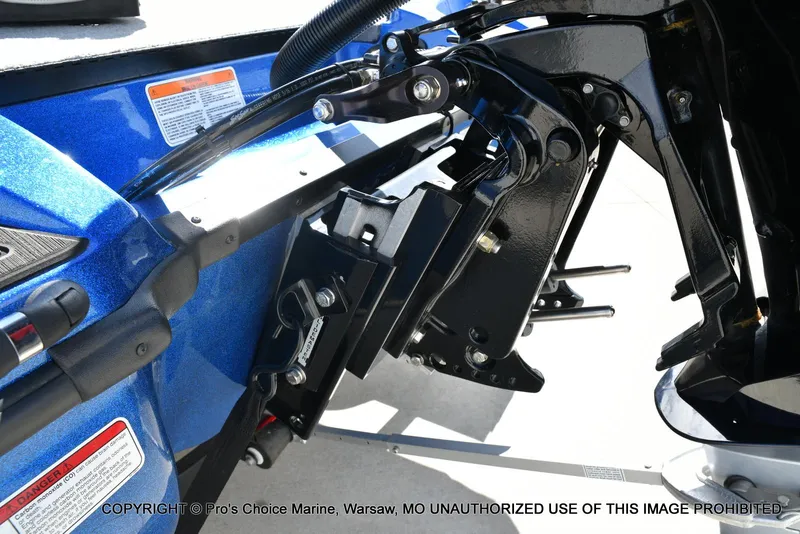 Slide: The Image of 2023 Nitro Z18 Pro boat engine mount detail in blue and black. - 25