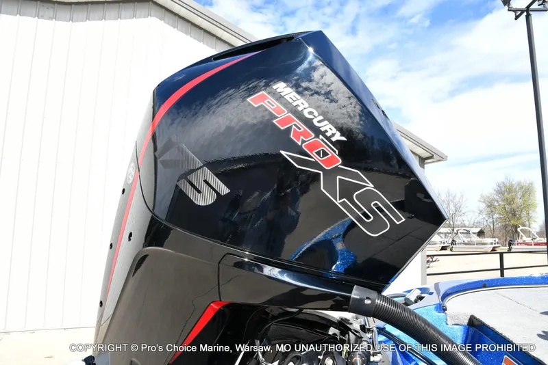 Slide: The Image of 2023 Nitro Z18 Pro boat with Mercury 175 Pro-XS engine, outdoor display. - 3