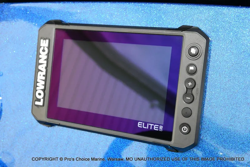 Slide: The Image of Lowrance Elite FS7 fish finder on 2023 Nitro Z18 Pro boat dashboard. - 41