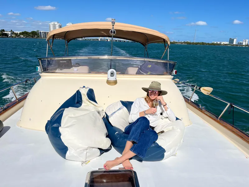 Slide: The Image of Woman relaxing on 2005 Apreamare Don Giovanni yacht, enjoying sunny day at sea. - 13