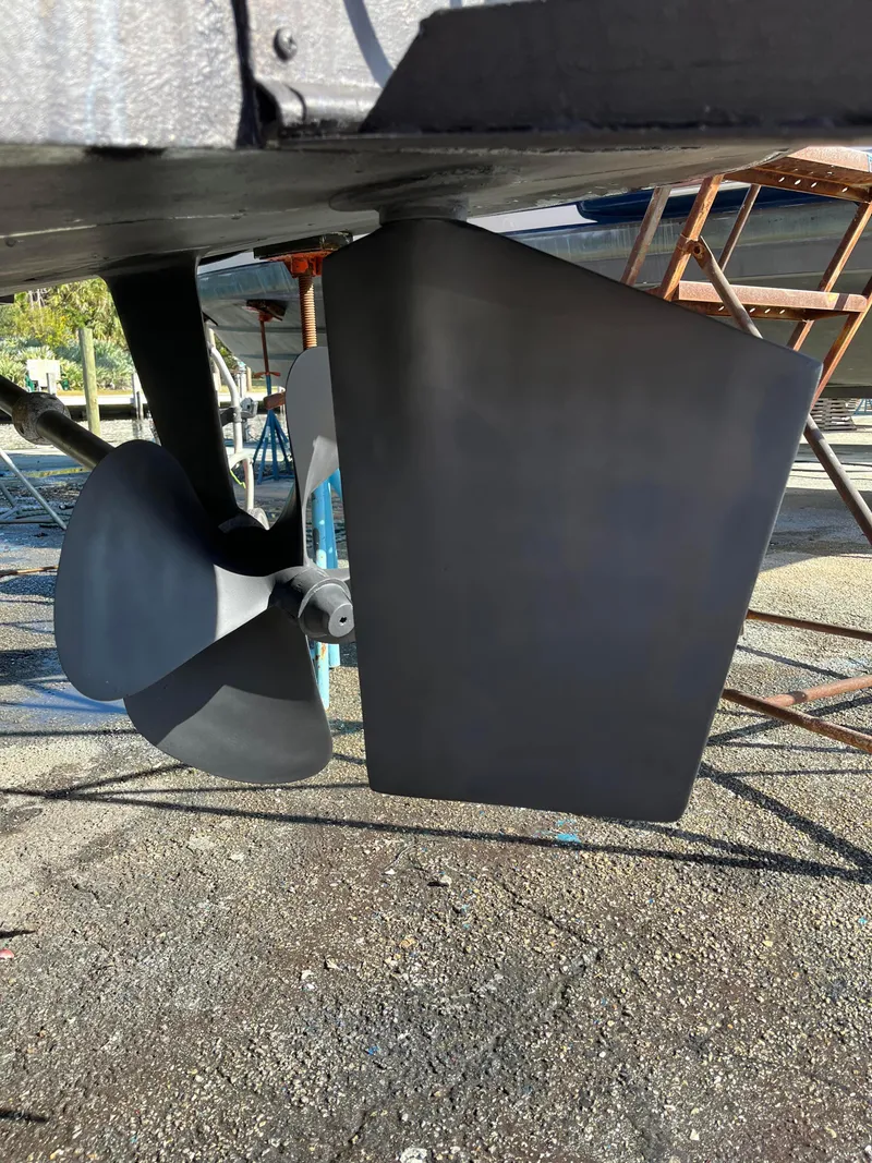 Slide: The Image of Propeller and rudder of 2005 Apreamare Don Giovanni boat on dry dock. - 18