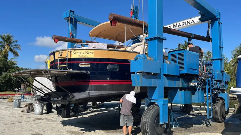 Slide: The Image of 2005 Apreamare Don Giovanni yacht in dry dock at a marina under maintenance. - 20
