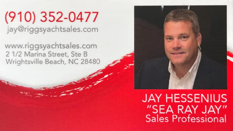 Slide: The Image of Business card for Jay Hessenius, yacht sales professional, with contact details. - 20