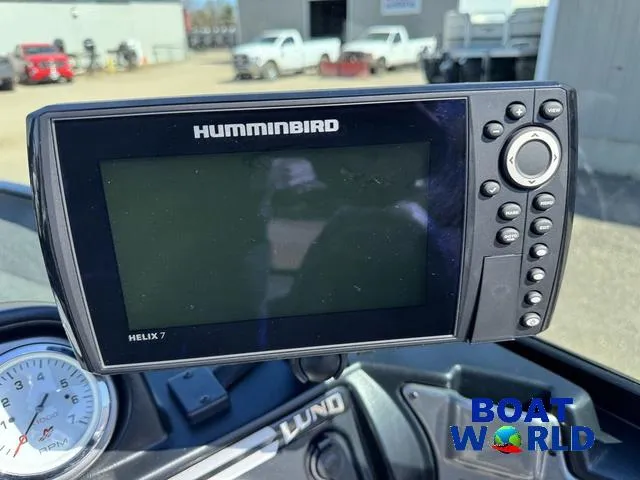 Slide: The Image of Humminbird Helix 7 fish finder on 2023 Lund 1675 Adventure Sport boat dashboard. - 24