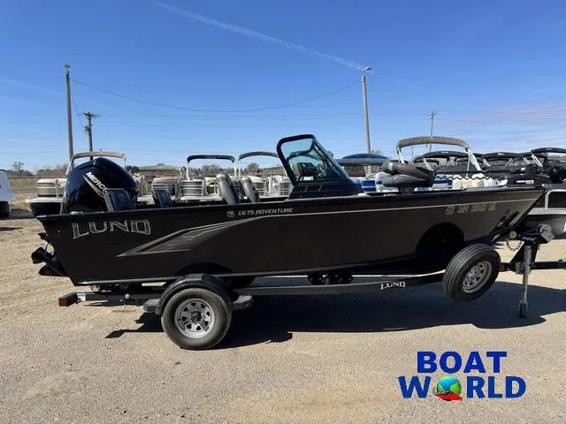 Slide: The Image of 2023 Lund 1675 Adventure Sport boat on trailer at Boat World dealership. - 43