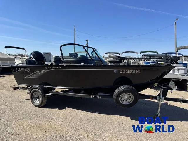 Slide: The Image of 2023 Lund 1675 Adventure Sport boat on trailer at Boat World dealership. - 44