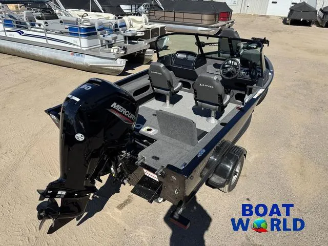 Slide: The Image of 2023 Lund 1675 Adventure Sport boat with Mercury engine, displayed at Boat World dealership. - 8