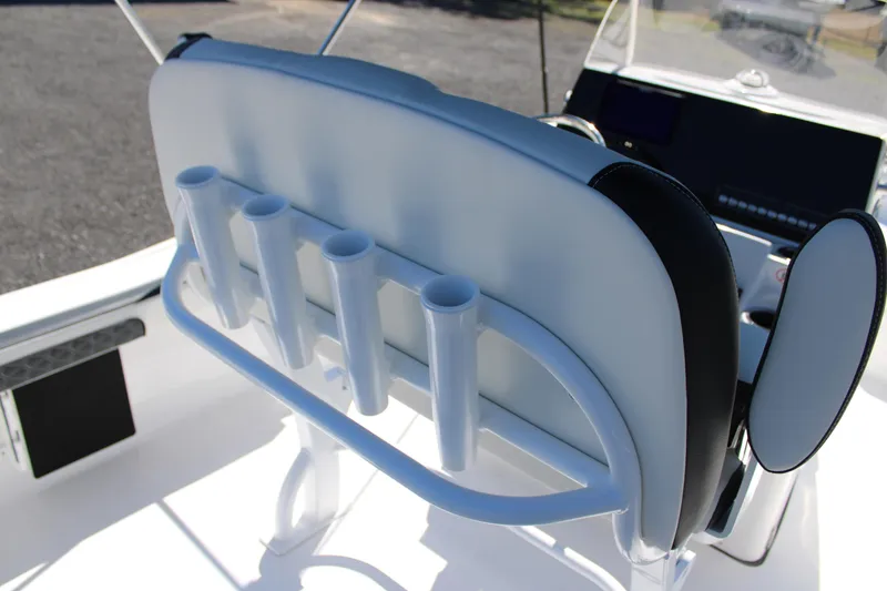Slide: The Image of 2025 Tidewater 198 CC Adventure boat seat with integrated rod holders. - 21